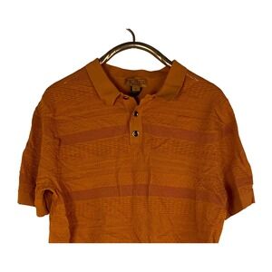 Prestige‎ Original Mens XL Orange Textured Knit Short Sleeve Polo Shirt
